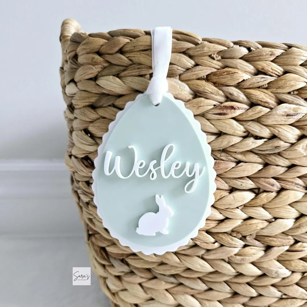 Easter Basket Tag, Personalized Easter Egg Basket Acrylic Name Tag, Easter Gift Basket Name Tag, ... | Etsy (US)