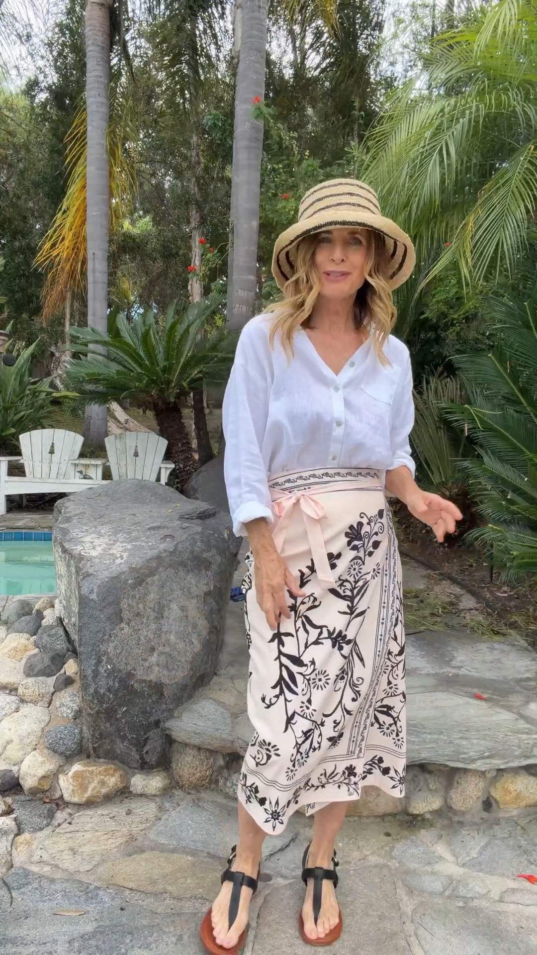 Vacation look... with a little twist. ☀️✨

I started with this beautiful silky sarong that feels so much more expensive than it is, then tucked in a linen shirt and suddenly it became the perfect date night outfit.

I love pieces that can do double duty, especially when I'm packing for a trip. One piece, two completely different looks. 🙌

Would you wear it as a beach look, a date night look... or both? 💕

#LTKOver40 #LTKTravel #LTKootd