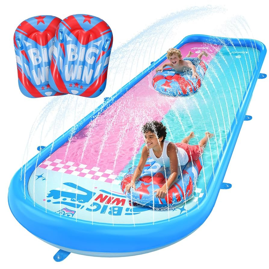 2-in-1 Slip and Slide,16.6 FT Splash Pad Water Slide for Kids Ages 3+ Lawn Water Splash with 2 Bo... | Amazon (US)