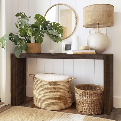 Solid Wood Console Table with Slim Design and Decorative Leg Hardware | Target