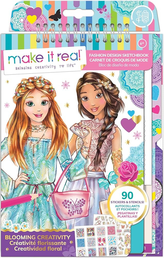 Make It Real: Fashion Design Sketchbook: Blooming Creativity - Includes 90 Stickers & Stencils, D... | Amazon (US)