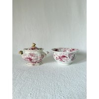 Vintage Or Antique Sugar Bowl With Lid & Small Bowl/Cup, Unbranded Unique Ironstone, Rare Ironstone Kitchen Decor, Old Stained Crazing | Etsy (US)