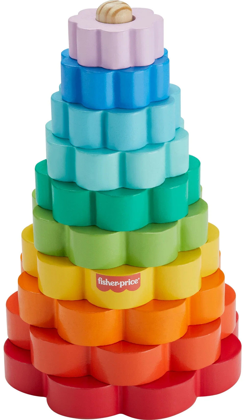 Fisher-Price Wooden Rainbow Ring Stacking Toy, Fine Motor Skills for Toddlers 18 month, 26 Wood P... | Walmart (US)