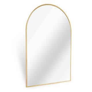 Modern 24 in. W x 36 in. H Arch Framed Gold Wall Mirror for Living Room | The Home Depot