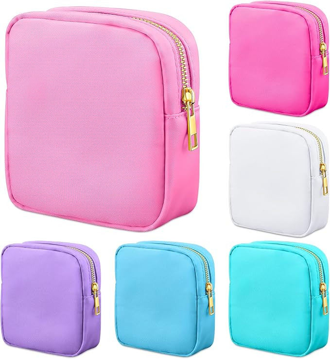Remerry 6 Pcs Nylon Cosmetic Bag Travel Make up Pouch Toiletry Bag with Zipper Preppy Makeup Bag ... | Amazon (US)