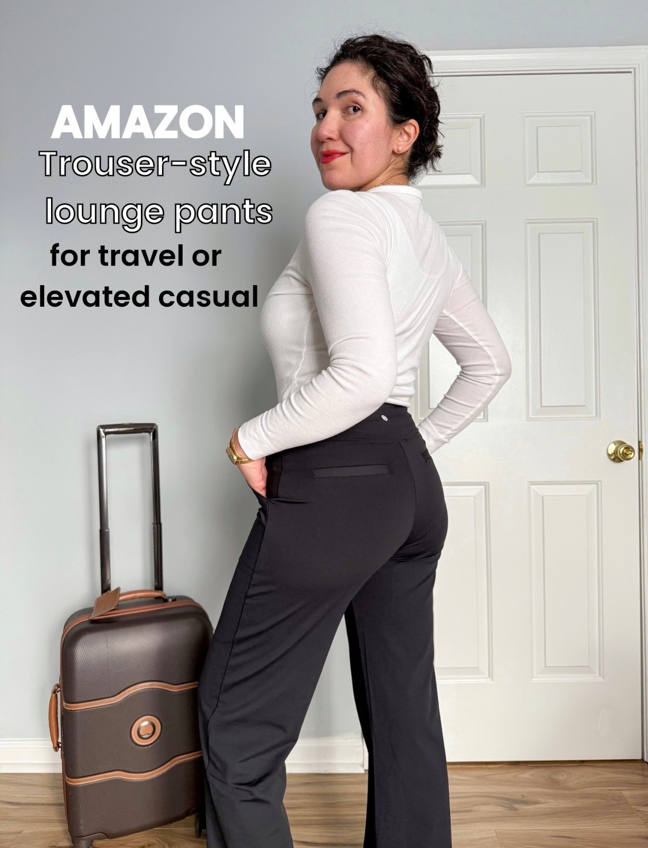 Amazon trouser style yoga pants lounge pants, travel outfit 

#LTKTravel #LTKOver40