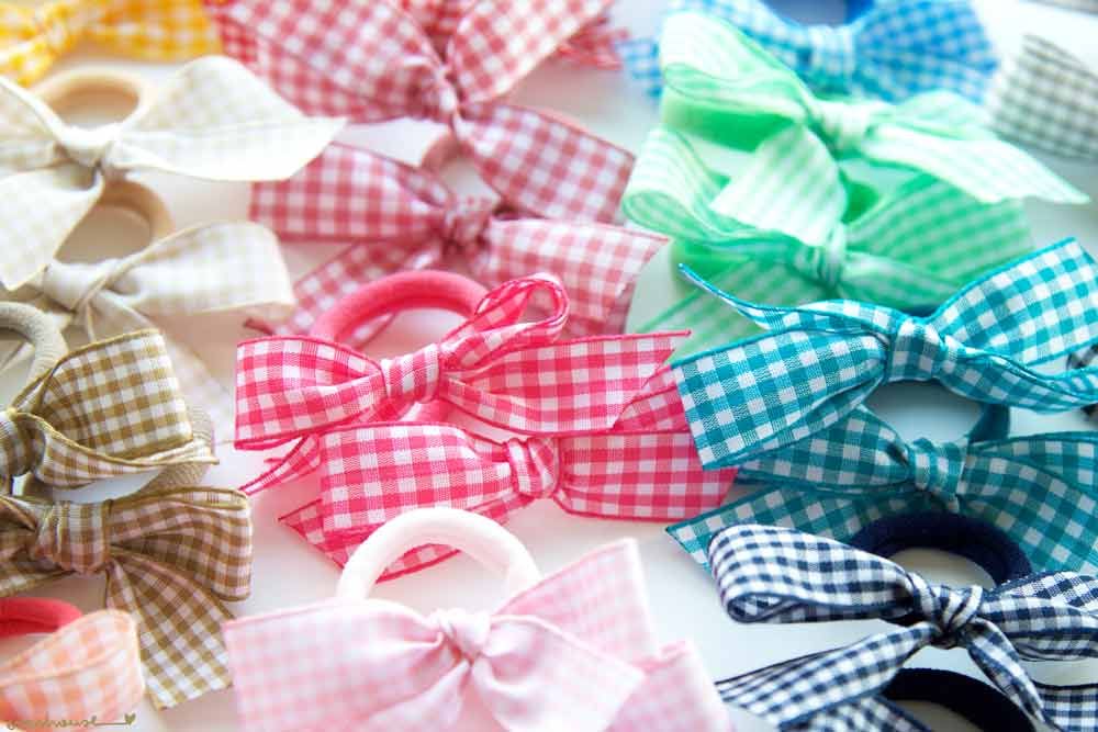 Mini Gingham Bow Hair Ties | Grace and James Kids