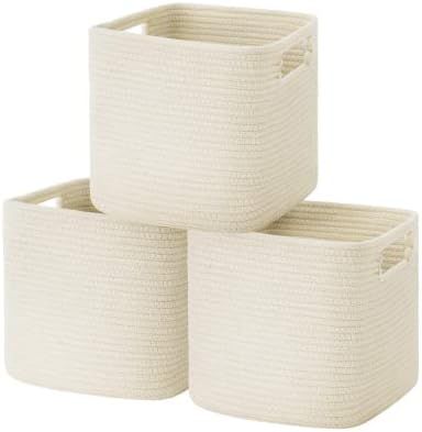 Amazon.com - UBBCARE Cube Storage Bins Organizer Set of 3 Collapsible Cotton Rope Storage Baskets... | Amazon (US)