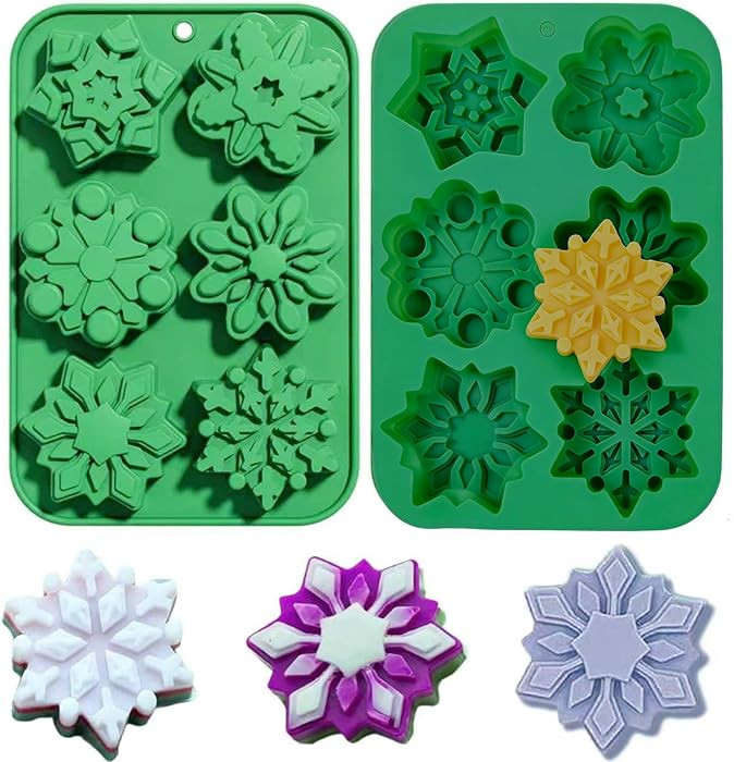 Snowflake Silicone Molds, 2Pcs Christmas Chocolate Snowflake Mold for Xmas Holiday Cake Cookie So... | Amazon (US)