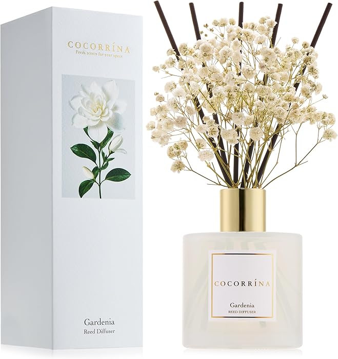 COCORRÍNA Reed Diffuser - Gardenia 6.7 Fl.oz Reed Diffuser Set with Sticks & Preserved Baby's Br... | Amazon (US)