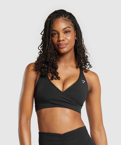 Gymshark Wrap Sports Bra - Black | Gymshark (Global)