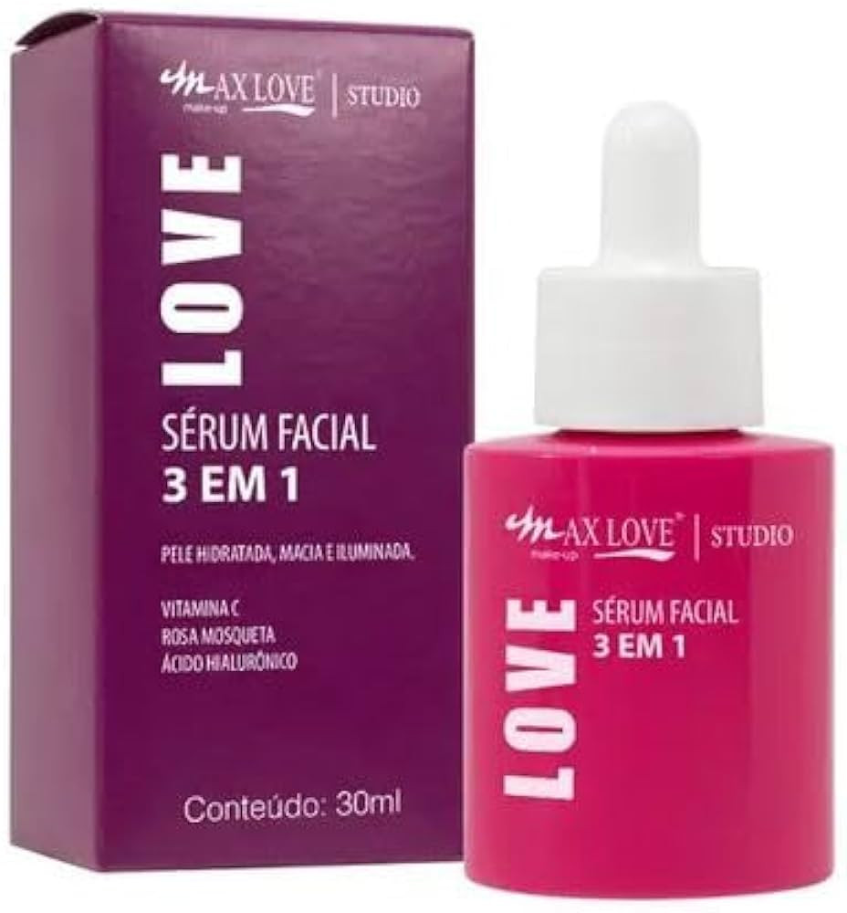 Serum Facial 3 em 1 Max Love - Vitamina C + Rosa Mosqueta + Ácido Hialurônico, Hidratação, An... | Amazon (BR)