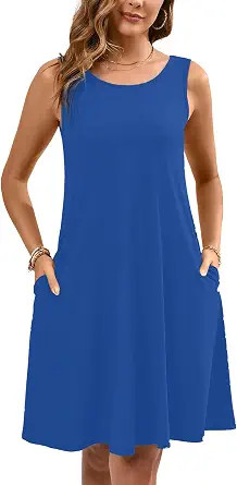 Heymoments Women's Summer Sleeveless Crewneck Dresses Casual Loose Fitted Tank Sundress with Pock... | Amazon (US)