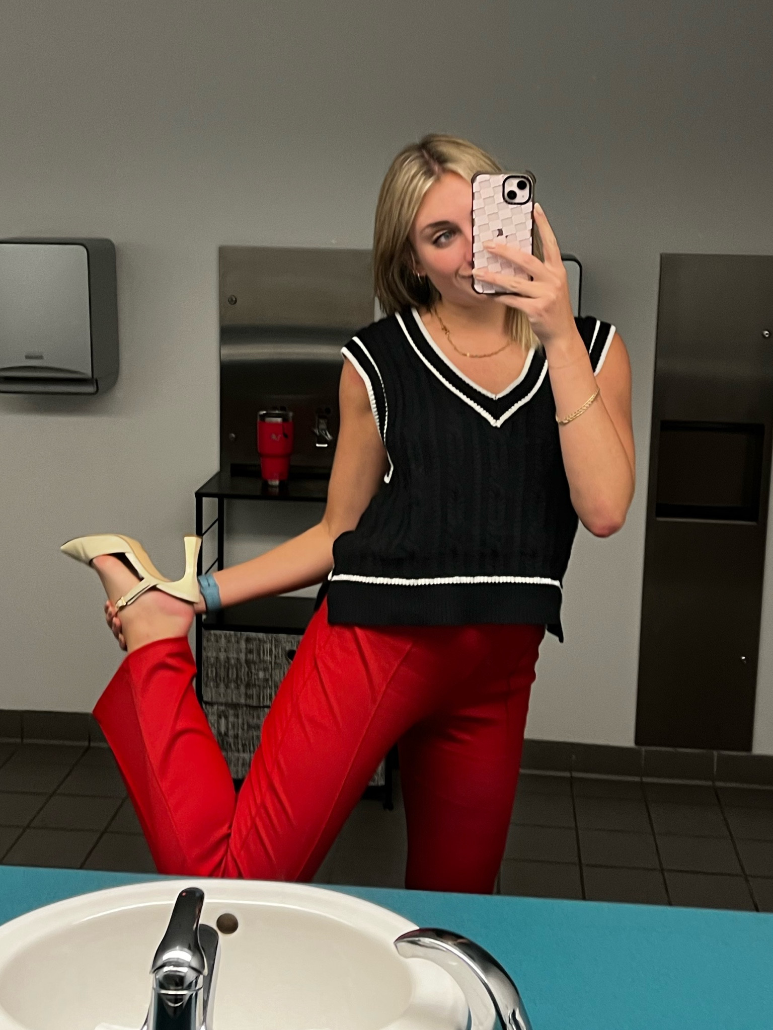 falling for sweater vests this season! Another warm fall day fit coming to you. Small top and pants, and 8.5 in the shoes! These TB pants are perfect for work and the holidays! 

#LTKHoliday #LTKstyletip #LTKSeasonal