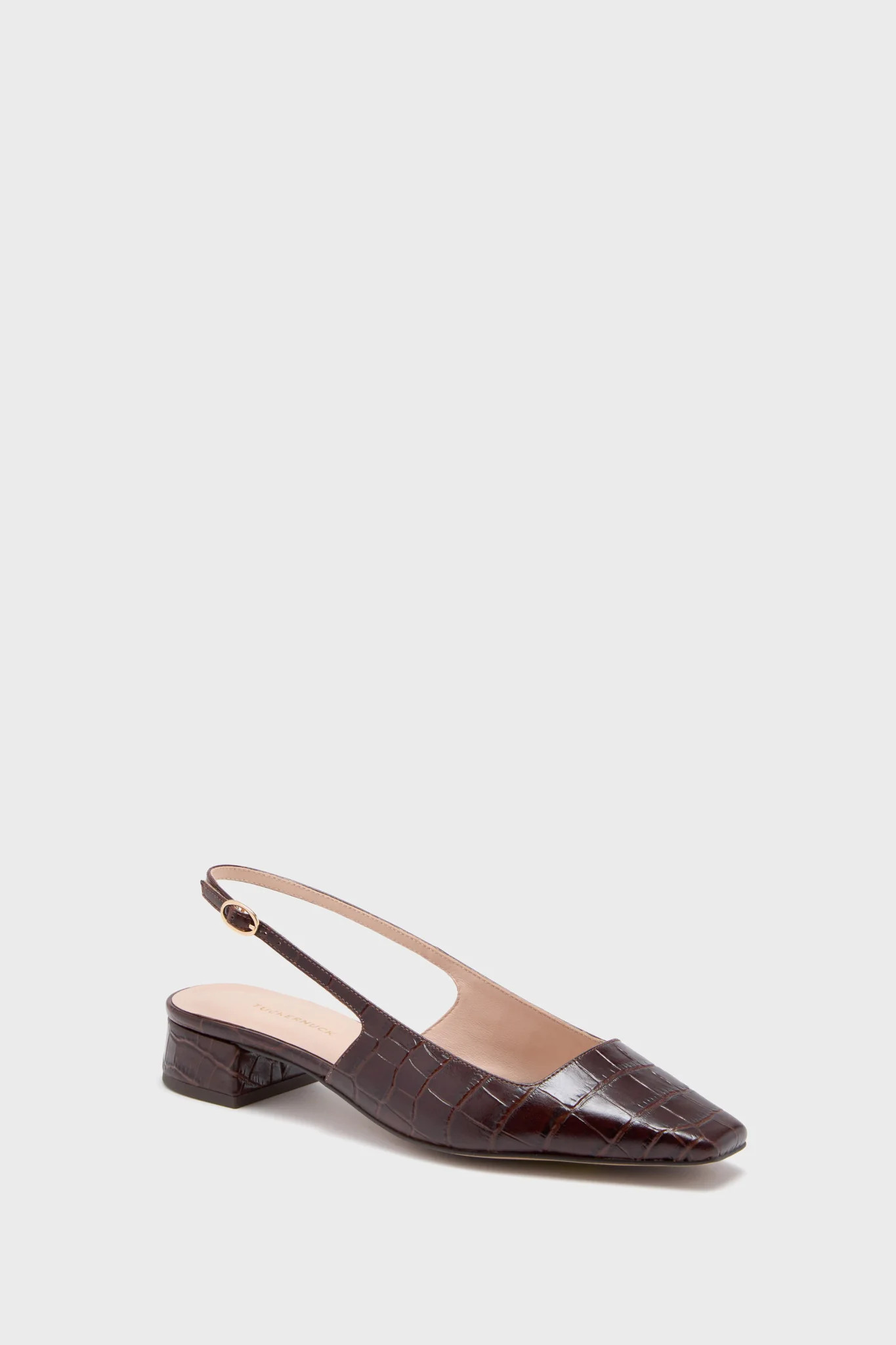 Brown Croc Hollis Slingback Flats | Tuckernuck (US)