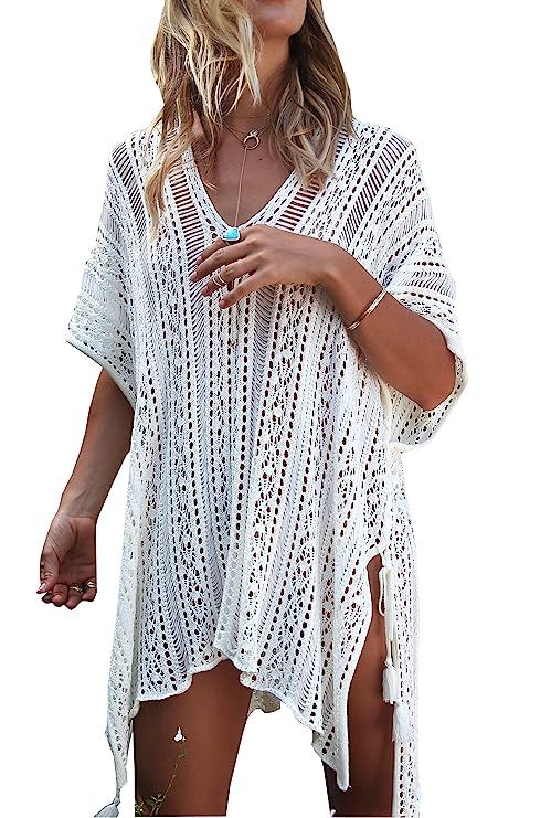 Wander Agio Beach Swimsuit for Women Sleeve Coverups Bikini Cover up Net | Amazon (US)