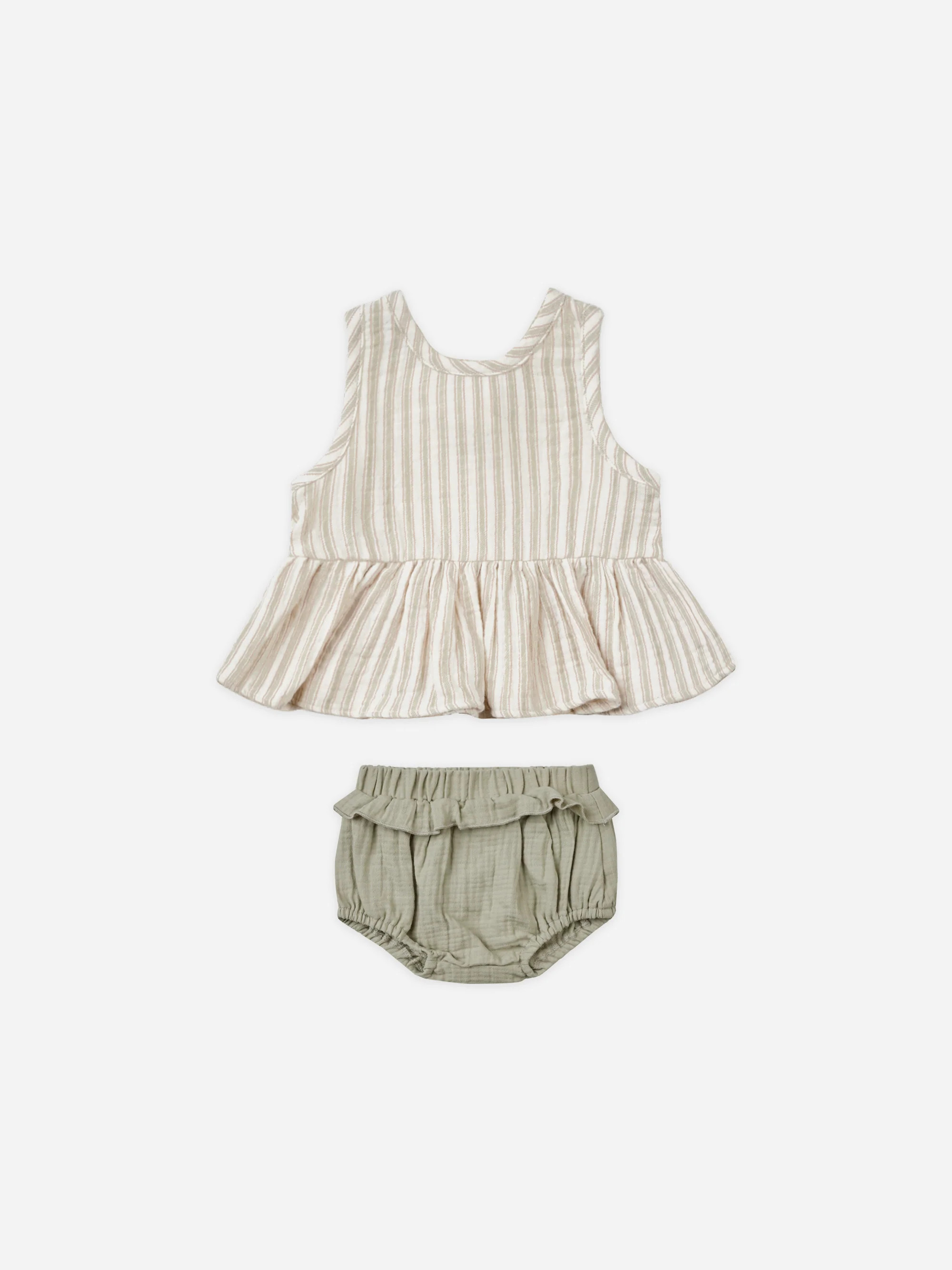 Sleeveless Peplum Set || Vintage Stripe | Rylee + Cru
