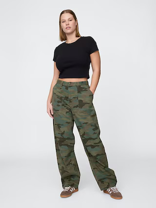 Mid Rise Twill Barrel Pants | Gap | Gap (US)