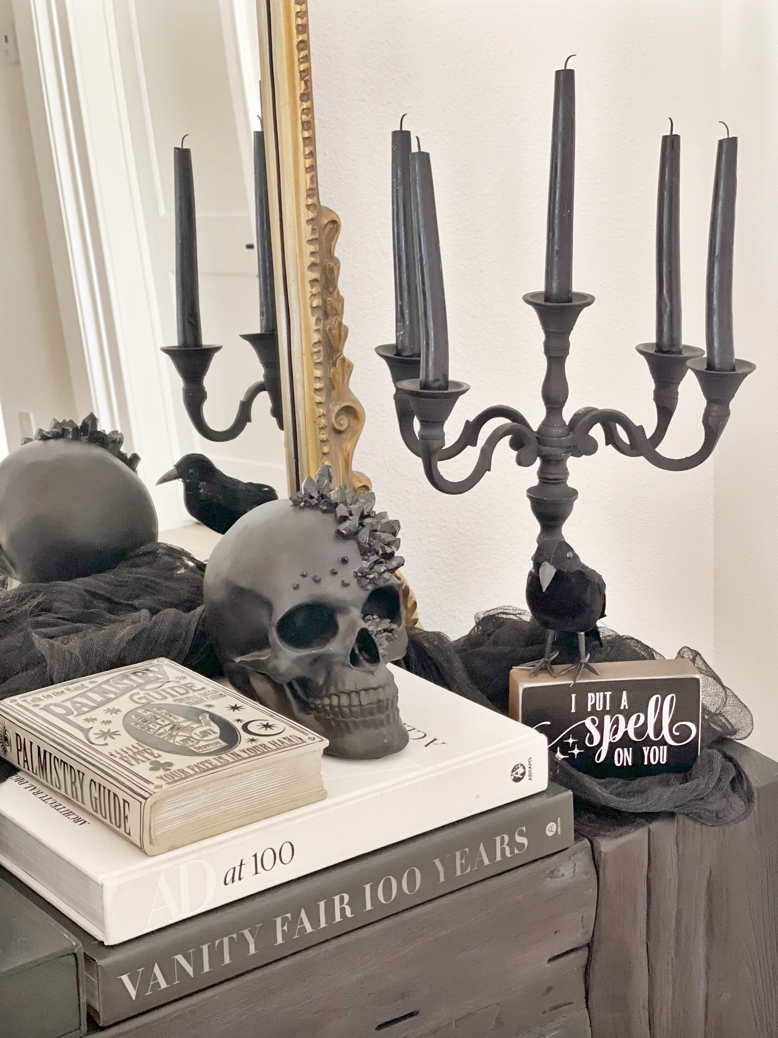 H O M E \ Halloween home decor details on my console table🖤💀

#LTKHalloween #LTKhome