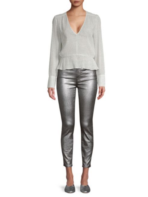 7 For All Mankind - Metallic Ankle Skinny Jeans | Saks Fifth Avenue
