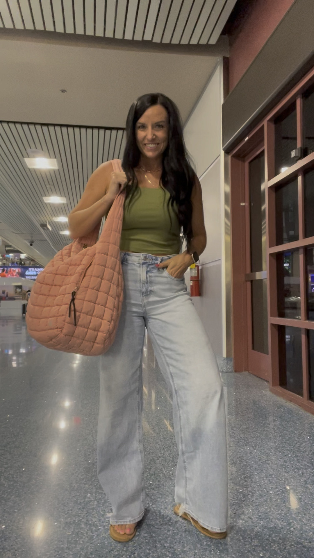 Travel OOTD ✈️ These wide leg jeans are SUCH a comfy material! 

Jeans fit TTS, I am in my normal size 4/27. I sized up to a M in the top. My bag is FP, but I linked up an Amazon version, too!

#LTKSeasonal #LTKItBag #LTKTravel