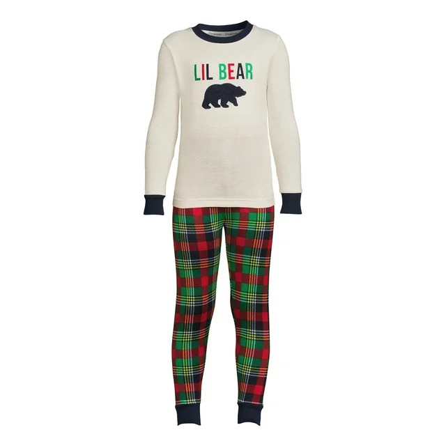 Dearfoams Kids Unisex Plaid Bear Matching Family Pajamas Set, 2-Piece, Sizes 6-12 | Walmart (US)