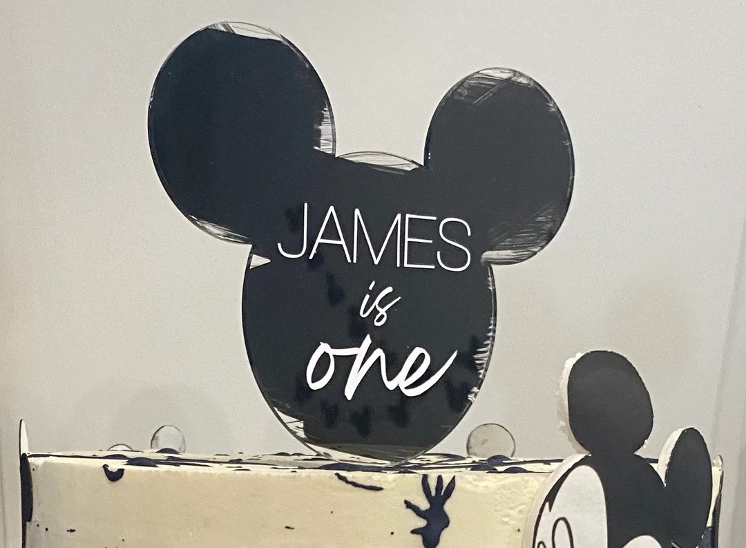Mickey Mouse Birthday Cake Topper, Acrylic Cake Topper, First birthday Cake Topper, Disney Cake T... | Etsy (US)