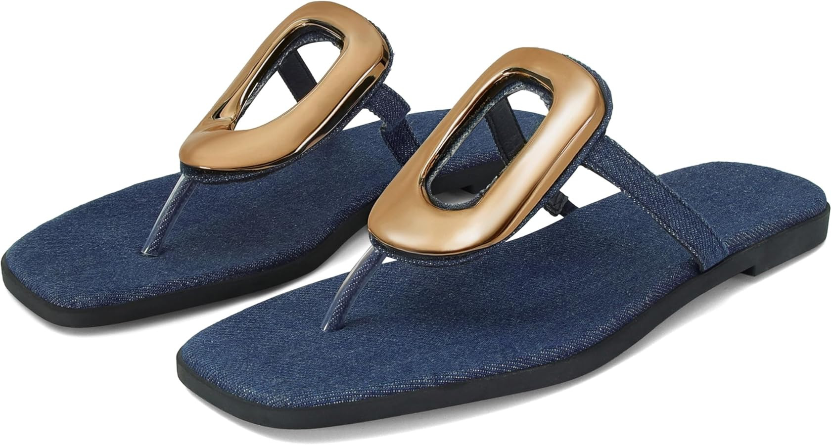 Wnshonzy Flip-Flops for Women Thong Sandals Flat Slip on Slides Beach Comfort Open Square Toe Lad... | Amazon (US)