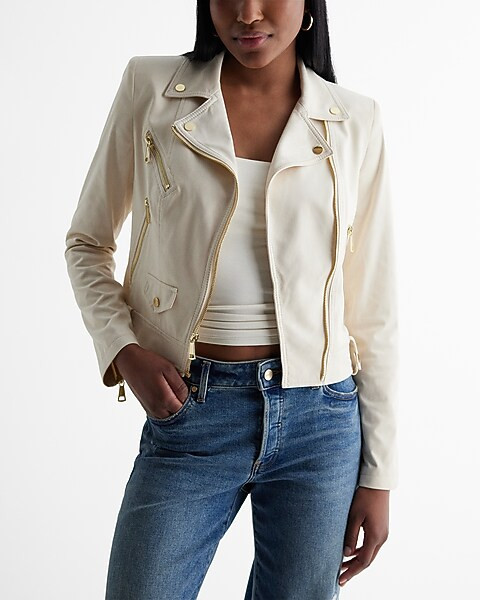 Faux Suede Cropped Moto Jacket | Express