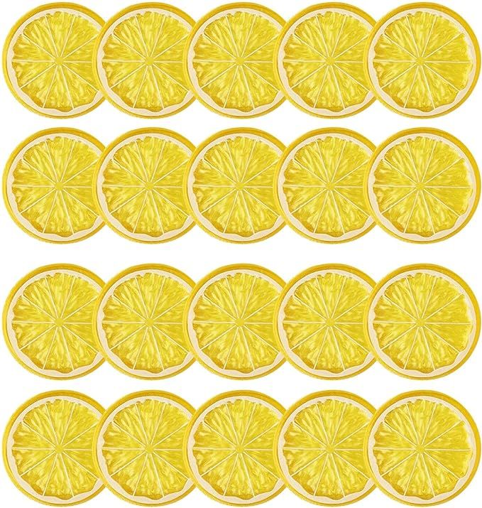 20pcs Mini Simulation Fruit Lemon Slices，Fake Artificial Plastic Fruit Model Decorative Wedding... | Amazon (US)