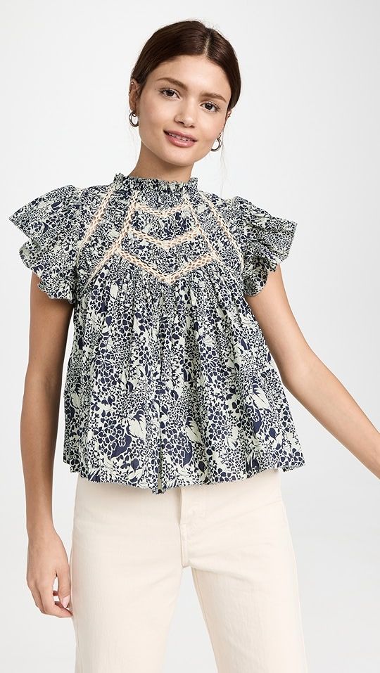 Priya Print Flutter Sleeve Top | Shopbop