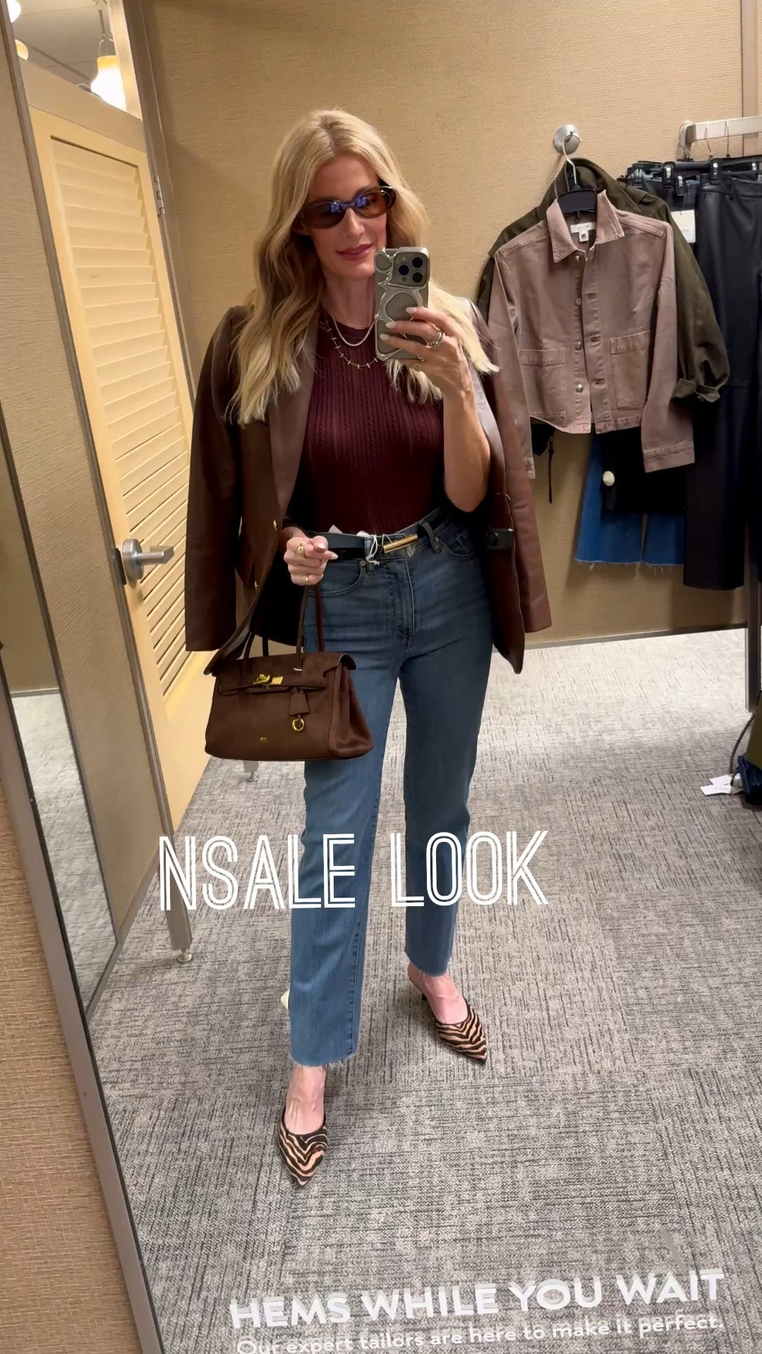 Entire look is part of the Nordstrom Anniversary Sale. ✨ This Rag & Bone chocolate brown leather blazer is absolutely stunning layered over this sleeveless burgundy top. I love the rich mix of burgundy and chocolate brown paired with these Frame high-rise straight-leg jeans—they are so incredibly flattering. I’m wearing an XS in the top and jacket and a size 24 in the jeans.

#LTKootd #LTKOver40 #LTKSaleAlert
