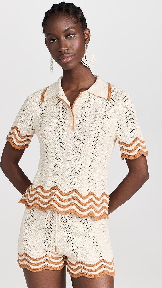 Zimmermann Junie Textured Knit Polo | Shopbop | Shopbop