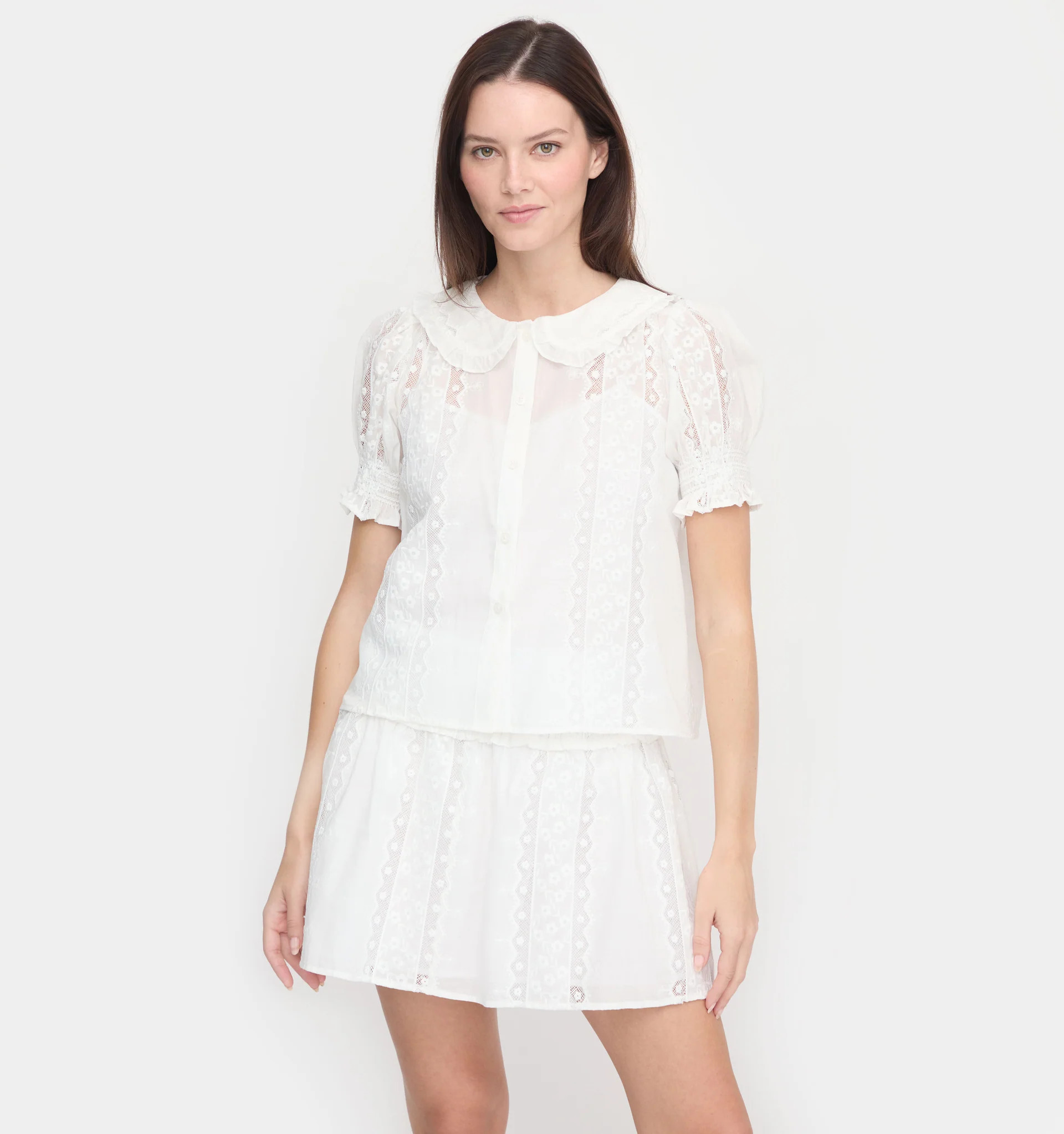 The Delphine Mini Nap Skirt - White Broderie Voile | Hill House Home US