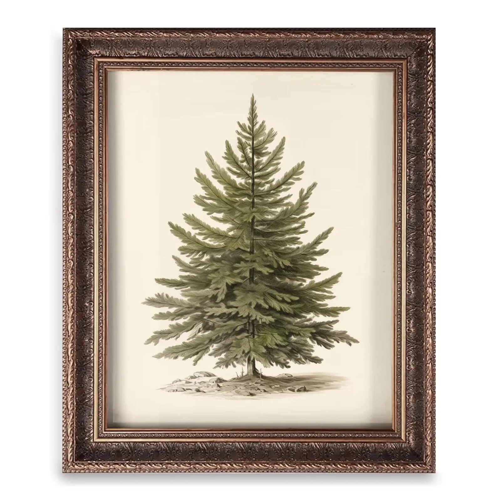 Christmas Wall Art Prints Vintage Christmas Decor Christmas Tree Pictures Pine Tree Botanical Win... | Walmart (US)