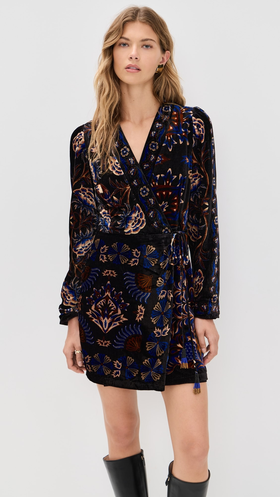 Arabesque Mix Scarves Black Wrap Mini Dress | Shopbop