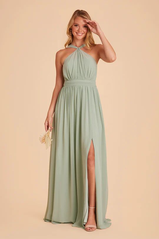 Kiko Chiffon Dress - Sage | Birdy Grey