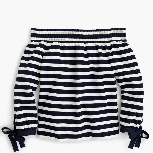 Striped long-sleeve off-the-shoulder top | J.Crew US