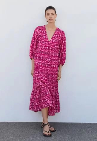 Vestido Mango Midi Padronagens Pink | Dafiti (BR)