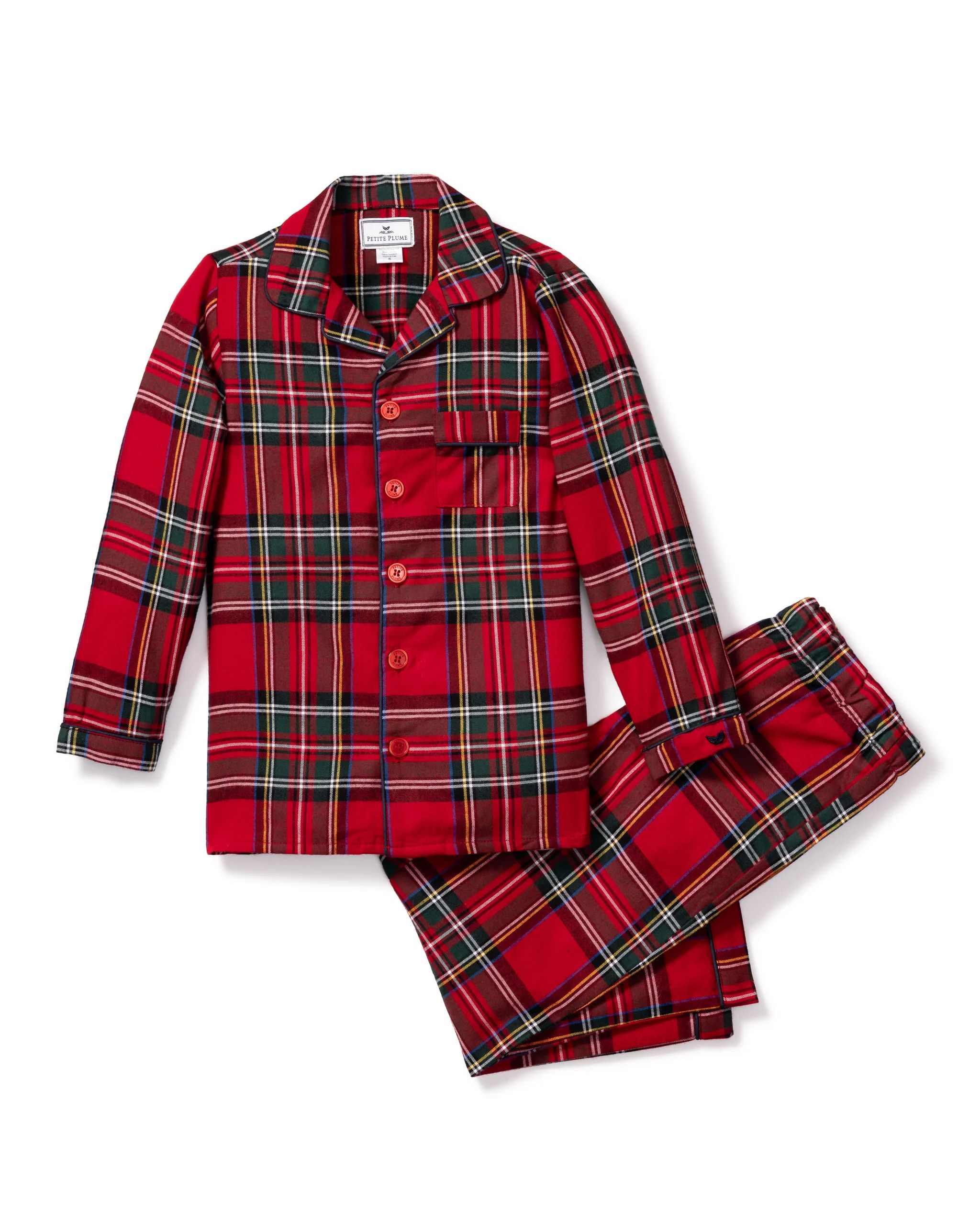 Kid's Brushed Cotton Pajama Set in Imperial Tartan | Petite Plume