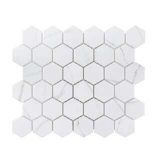 Jeffrey Court Whisper Valley White 11 in. x 12.625 in. Hexagon Matte Porcelain Wall and Floor Mos... | The Home Depot