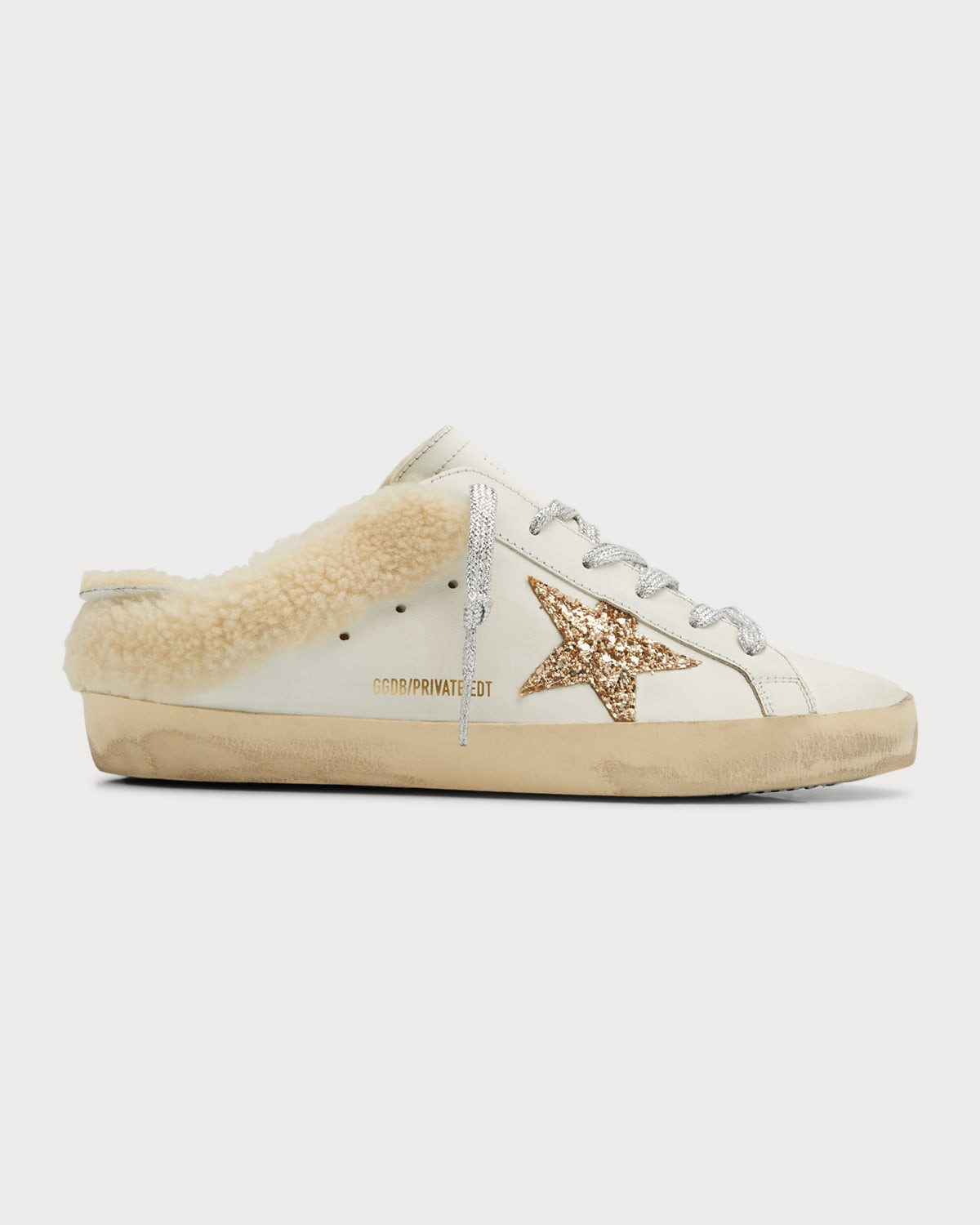 Sabot Leather Glitter Star Slide Sneakers | Neiman Marcus