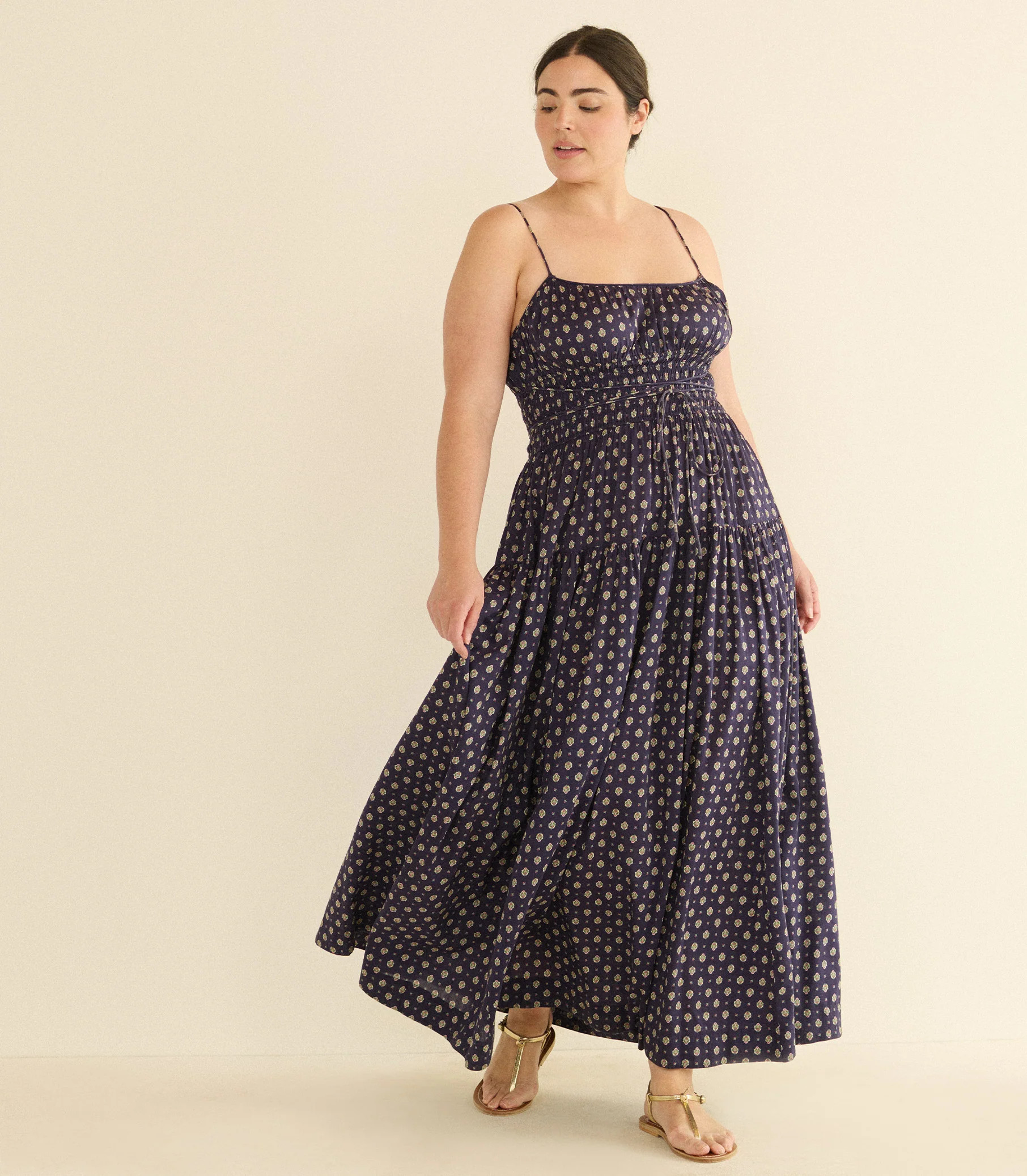 Safia Dress - Navy Cadiz Foulard | DÔEN | DOEN