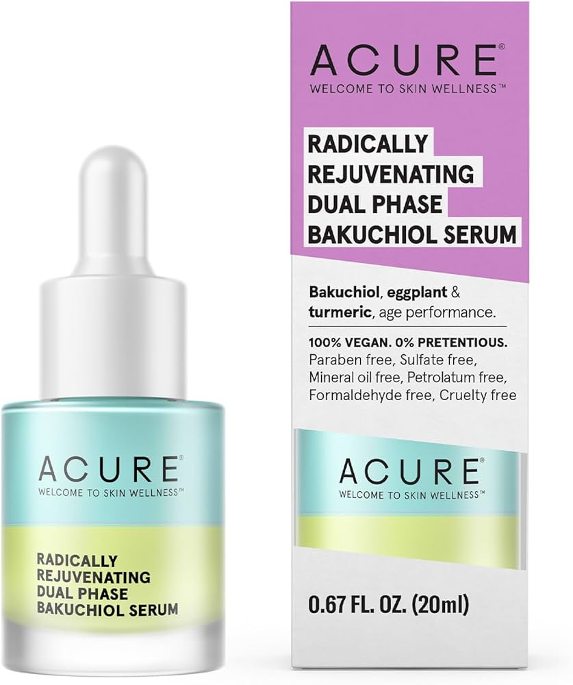 Acure Radically Rejuvenating Dual Phase Bakuchiol Serum - Anti-Aging & Soothing Skin Support - Al... | Amazon (US)