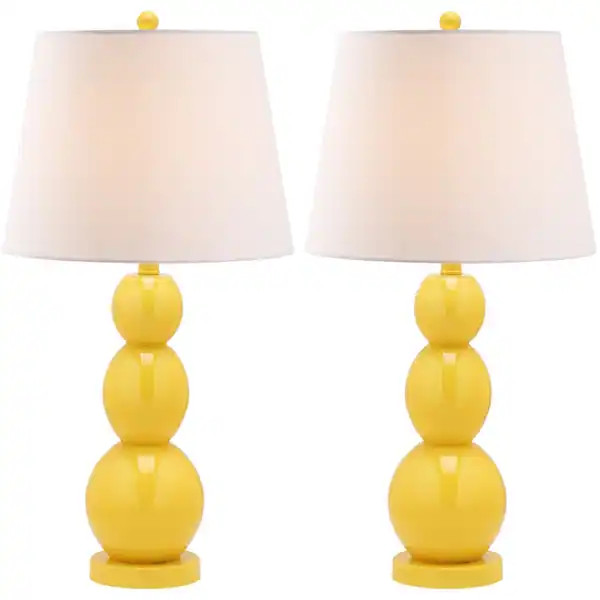 SAFAVIEH Lighting 28-inch Jayne Three Sphere Glass Yellow Table Lamp (Set of 2) | Bed Bath & Beyond