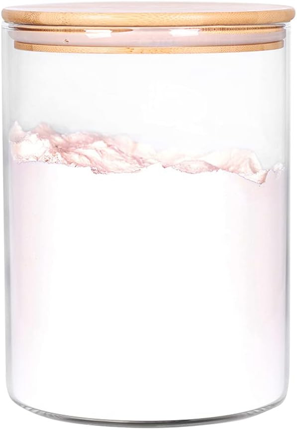 Glass Flour Container with Airtight Bamboo Lid, Large Glass Food Jar with Wooden Lid for Storage ... | Amazon (US)