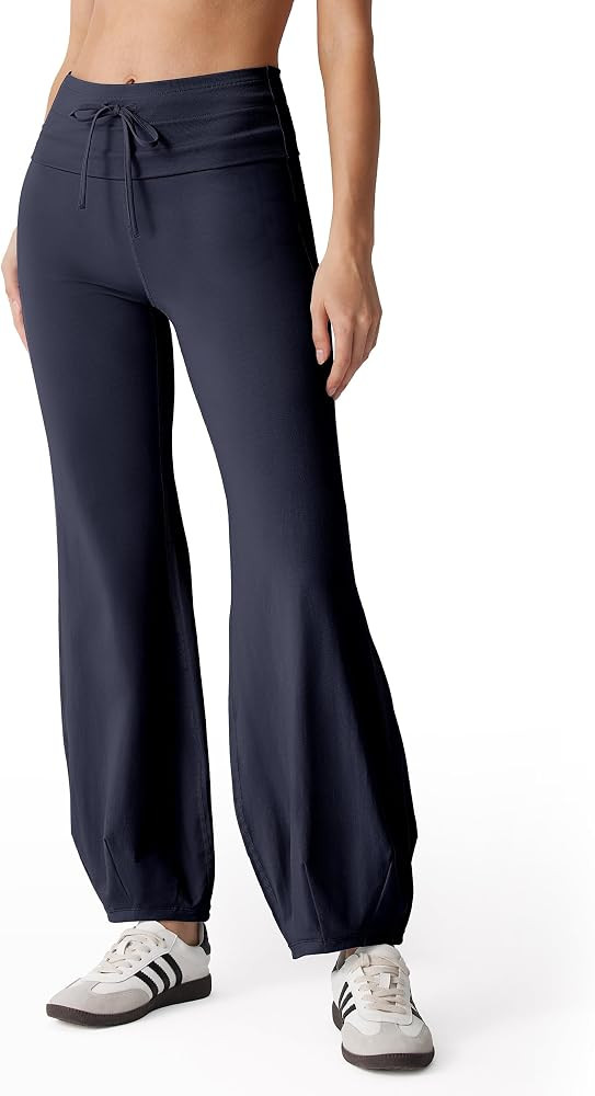 MOOSLOVER Women Quick Step Bubble Pants Drawstring Fold Over Balloon Leggings Cotton Casual Yoga ... | Amazon (US)