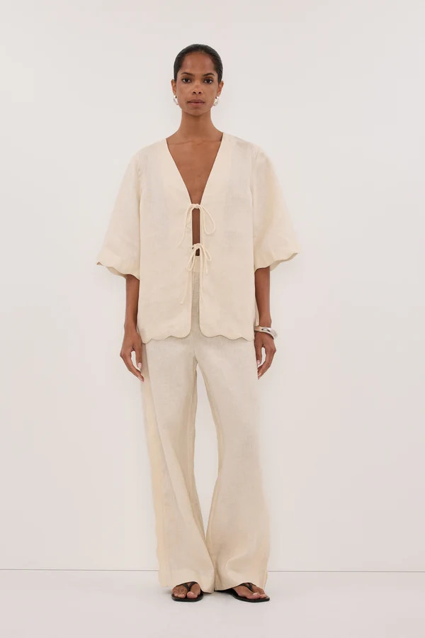 LELA SANDSTONE LINEN SHIRT | DISSH