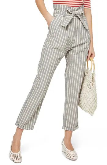 Women's Topshop Belted Stripe Roll-Cuff Trousers | Nordstrom