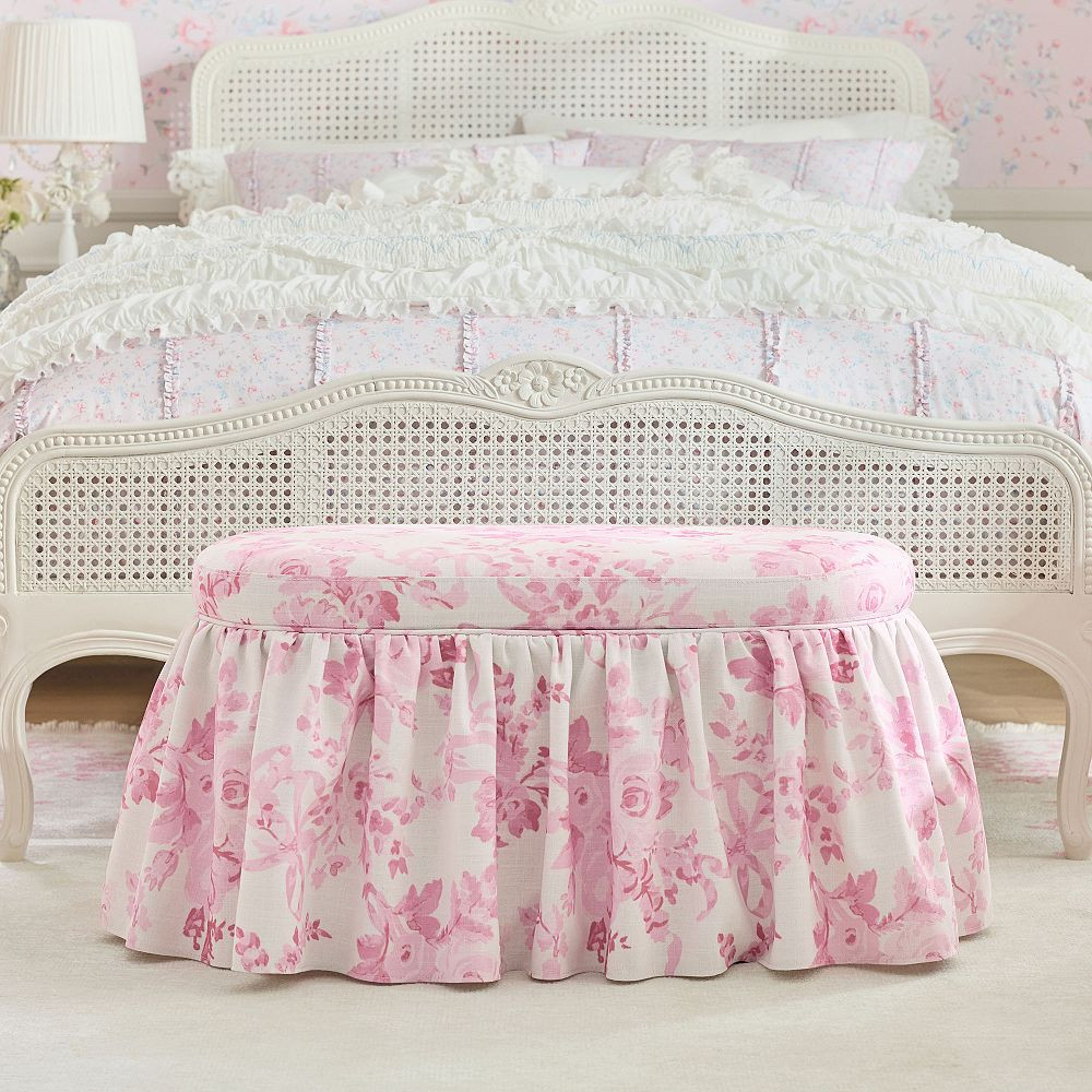 LoveShackFancy Skirted Oval Storage Bench (33.5") | Pottery Barn Teen